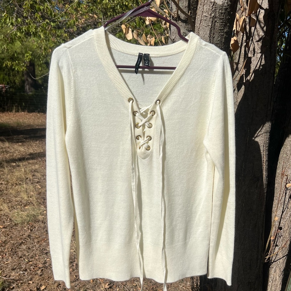 New Direction Lace Up Sweater